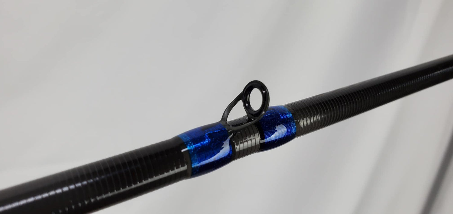 KYR fishing rod guide SET - Single Foot - Black with blue ceramic insert