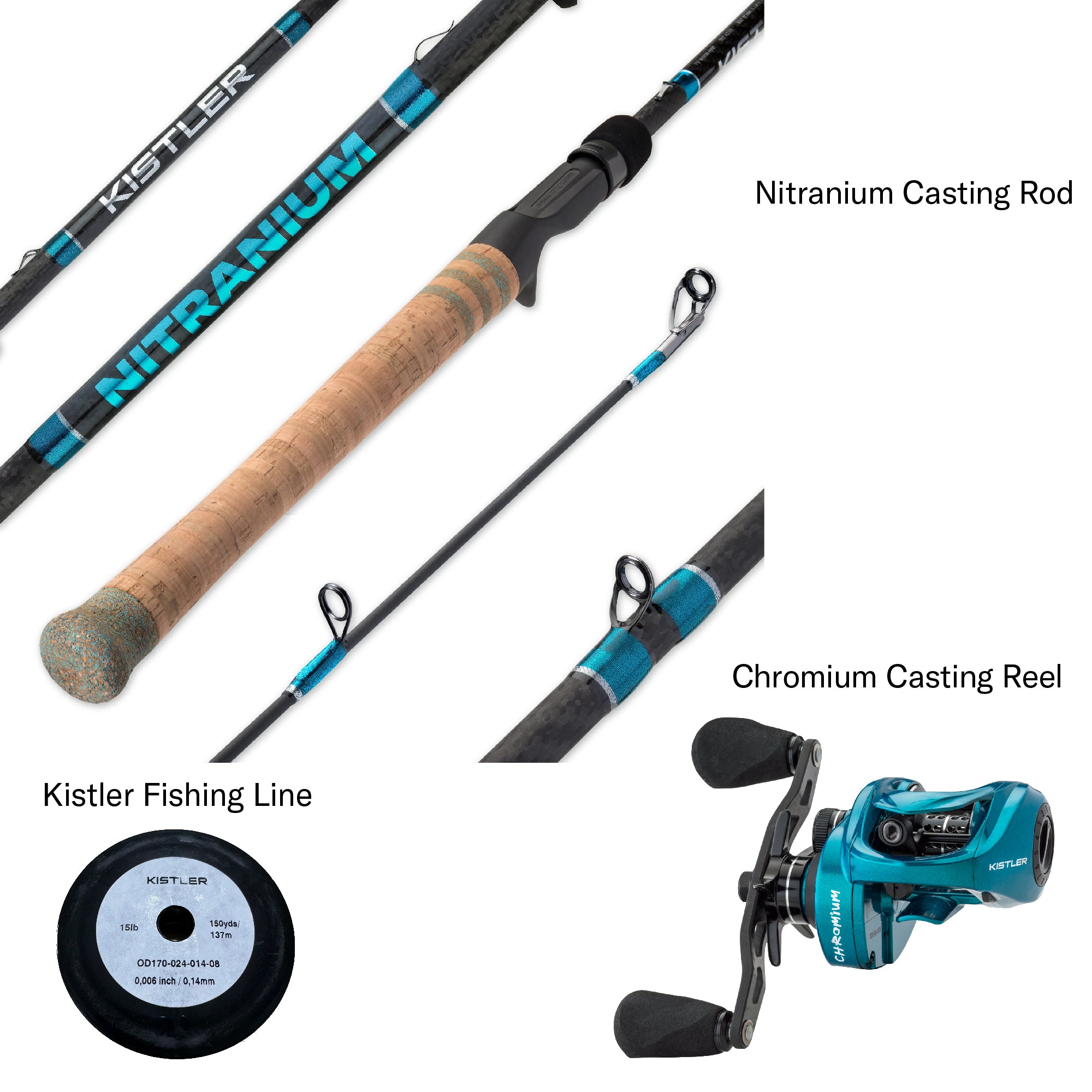 Nitranium Casting Rod, Chromium Reel, and Fishing Line – KISTLER Fishing