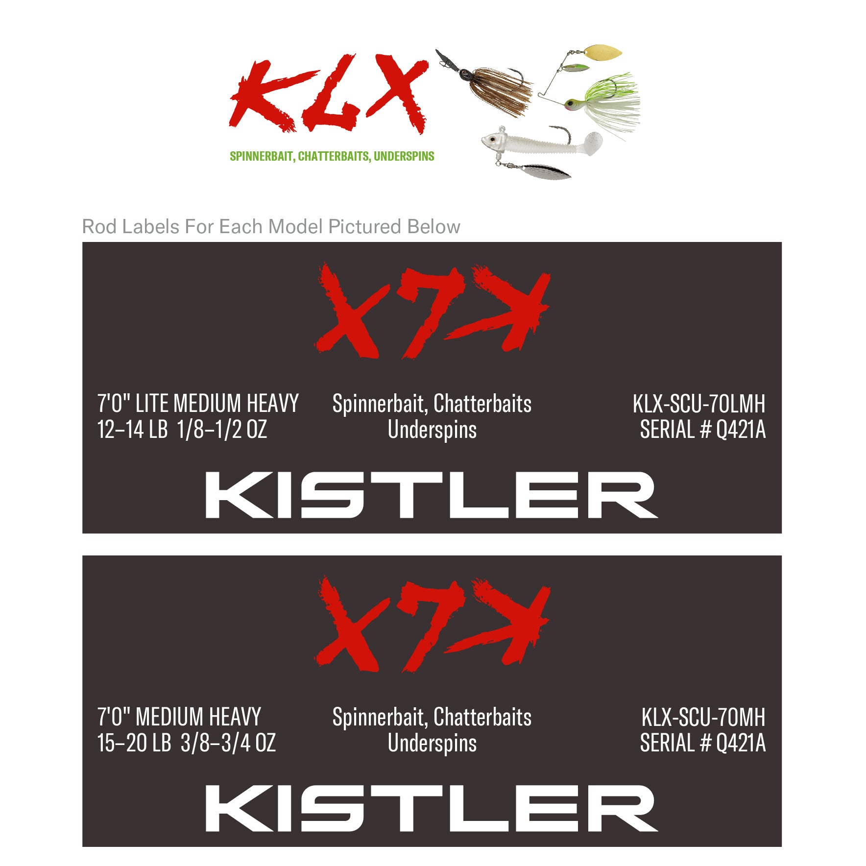 Kistler KLX-SCU-70LMH KLX Spinnerbait, Chatterbaits, Underspins Casting Rods
